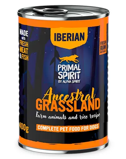 PRIMAL SPIRIT Iberian Ancestral Grassland hrana umeda pentru caini 400 g