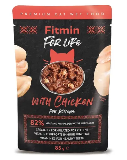 FITMIN Cat For Life pouch kitten chicken 28 x 85 g hrana umeda pentru pisoi cu pui