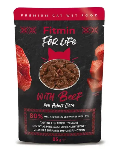 FITMIN For Life For Adult Cats Beef 28 x 85 g hrana pisici, vita