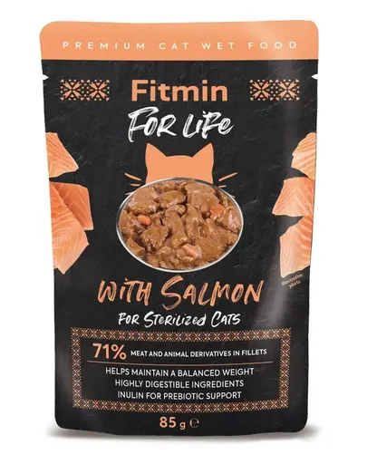 FITMIN For Life For Sterilized Cats Salmon 85g Hrana umeda pisici sterilizate, cu somon in sos