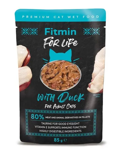 FITMIN For life Adult Duck 28 x 85g pliculet hrana pisica, rata