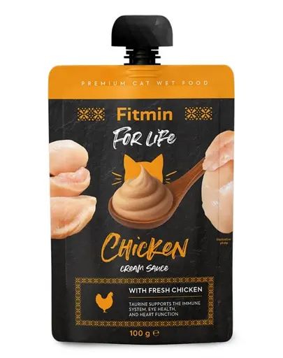 Fitmin For Life Cat Cream Sauce Chicken Hrana complementara pentru pisoi si pisici adulte cu pui in sos cremos 100 g