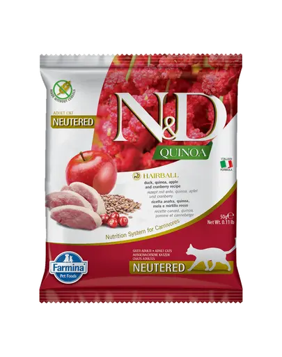 FARMINA N&D Quinoa Cat Hairball Duck, apple, cranberry 50 g