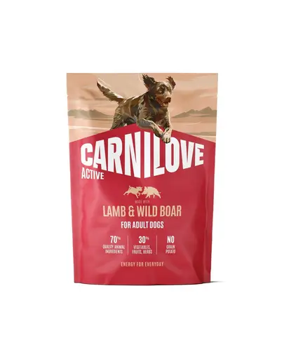 Hrana caini activi 1,5 kg CARNILOVE Active Dog Lamb and Wild Boar Adult 1,5 kg miel si mistret