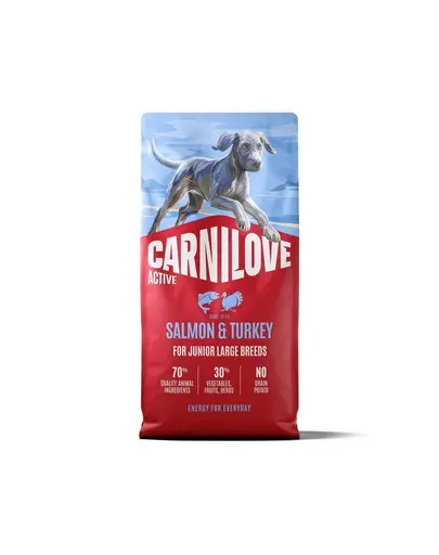 CARNILOVE Active Dog Salmon & Turkey Junior Large Breeds 2x12 kg hrana uscata pentru caini juniori de talie mare, cu somon si curcan