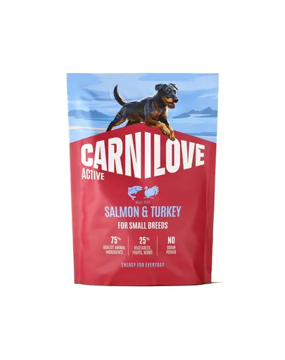 Hrana caini talie mica CARNILOVE Active Dog Salmon & Turkey Adult Small Breeds 1,5 kg somon si curcan