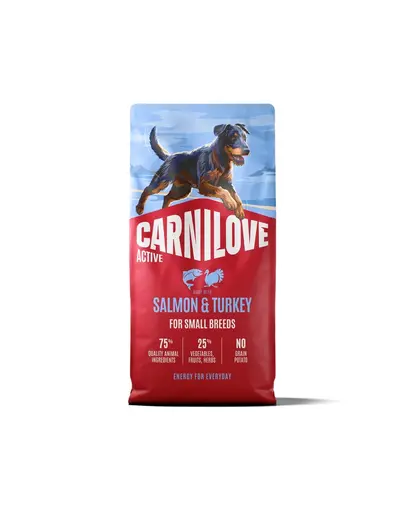 CARNILOVE Active Dog Salmon & Turkey Adult Small Breeds 2x12 kg hrana uscata pentru caini adulti de talie mica, cu somon si curcan