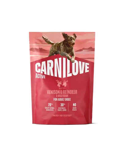 Hrana caini sportivi 1,5 kg CARNILOVE Active Dog Venison si Renifer Adult vanat, ren si mistret
