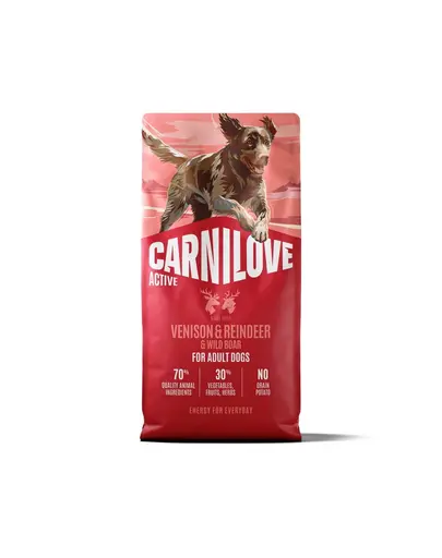 CARNILOVE Active Dog Venison & Reindeer Adult 2x12 kg hrana uscata pentru caini adulti, cu vanat, ren si mistret