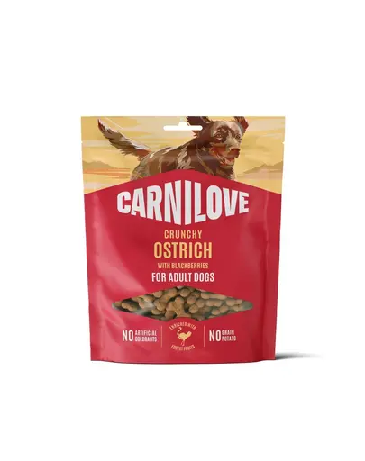CARNILOVE Dog Crunchy Snack Ostrich 200g gustari crocante cu strut pentru caini adulti