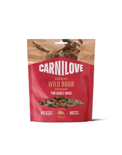 Gustari crocante caini CARNILOVE Crunchy Snack Wild Boar 200 g cu mistret si macese