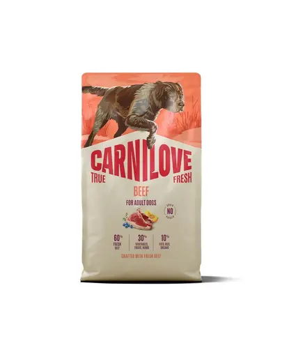 Hrana caini CARNILOVE True Fresh Dog Beef Adult 4 kg cu vita