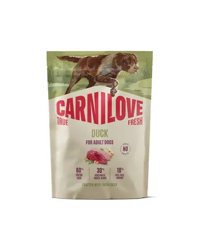 Hrana cu rata CARNILOVE True Fresh Dog Duck Adult 1,5 kg pentru caini adulti