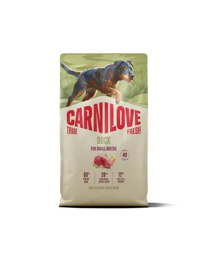 Hrana caini mici CARNILOVE True Fresh Dog Duck Adult Small Breeds 4 kg cu rata