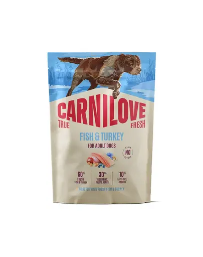 Mancare caini adulti CARNILOVE True Fresh Dog Fish and Turkey Adult 1,5 kg peste si curcan