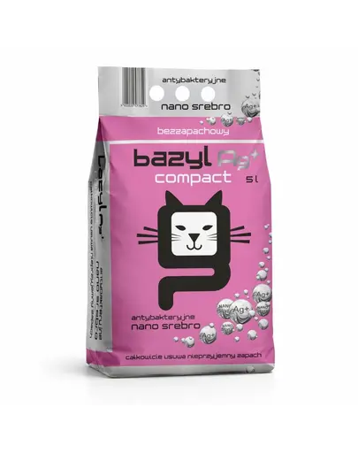 Nisip bentonitic aglomerant pentru pisici BAZYL Ag+ Compact 5 L cu nano-argint