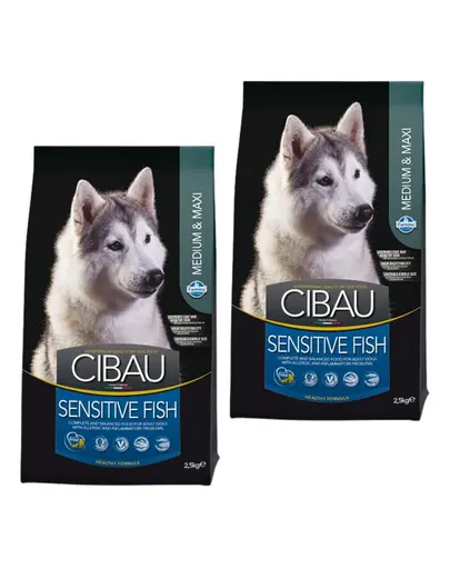 CIBAU Sensitive Adult Medium/Maxi Fish 2x12 kg + 2 kg hrana caini adulti talie medie si mare, cu peste