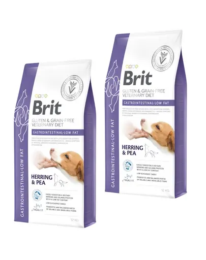BRIT Veterinary Diets Dog Gastrointestinal Low Fat 2 x 12 kg hrana dietetica caini, pentru digestie sensibila
