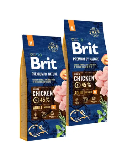 BRIT Premium by Nature Adult Medium M Chicken 2 x 15 kg hrana caini adulti talie medie, cu pui