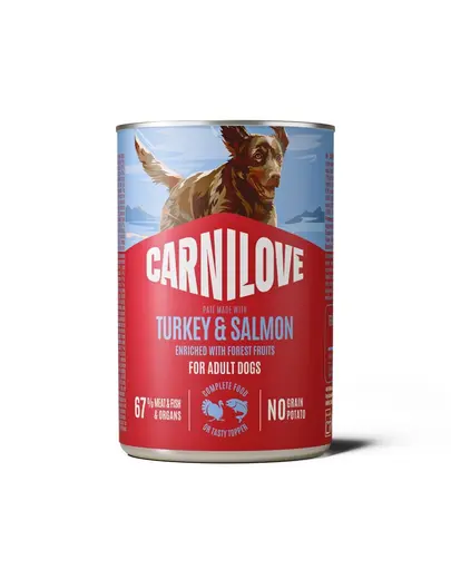Hrana umeda caini CARNILOVE Dog Can 400 g curcan si somon, pate