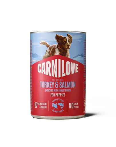 Hrana umeda catei CARNILOVE Dog Can Puppy 400 g curcan si somon, pate