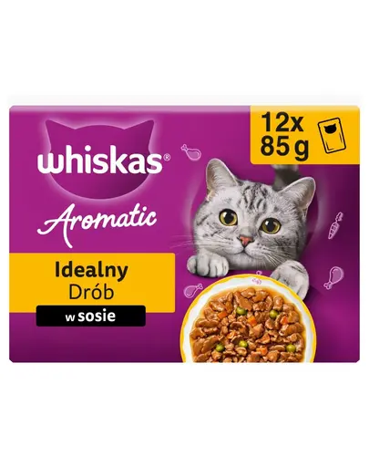 Hrana umeda pisici adulte WHISKAS 12x85 g Aromatic Adult Ideal Poultry mix pasare in sos