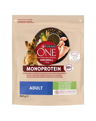 PURINA ONE Monoprotein Adult Mini/Small cu curcan 800 g hrana caini mici