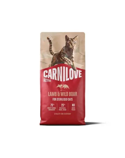 CARNILOVE Active Cat Lamb & Wild Boar Sterilised 2x6 kg hrana uscata pentru pisici sterilizate, cu miel si mistret