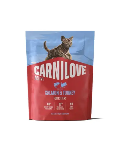 Hrana pentru pisoi CARNILOVE Active Cat Salmon and Turkey for Kittens 400 g somon si curcan