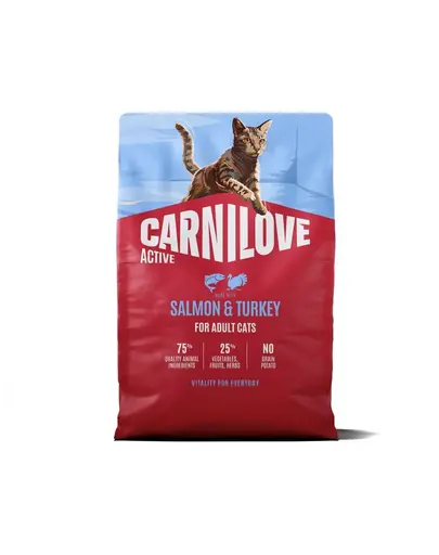 Hrana pisici CARNILOVE Active Cat Salmon and Turkey Adult 2 kg somon si curcan