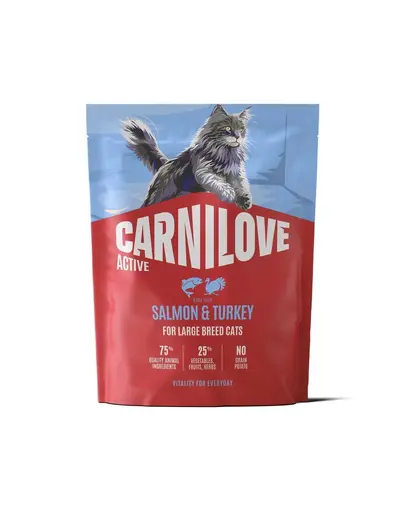 Hrana pisici mari CARNILOVE Active Cat Salmon and Turkey Adult Large 400 g somon si curcan