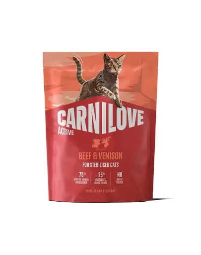Hrana cu vita si vanat pentru pisici sterilizate CARNILOVE Active Cat Beef and Venison Sterilised 400 g