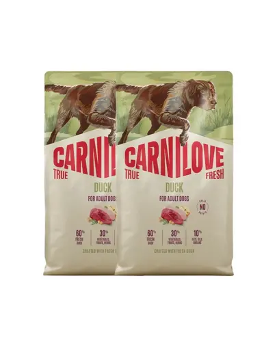 CARNILOVE True Fresh Dog Duck Adult 2x12 kg hrana uscata pentru caini adulti, cu rata proaspata