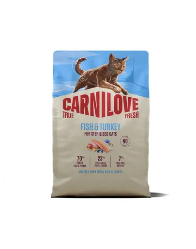 CARNILOVE True Fresh Cat Fish & Turkey Sterilised hrana uscata pentru pisici sterilizate, cu peste si curcan, 2 kg