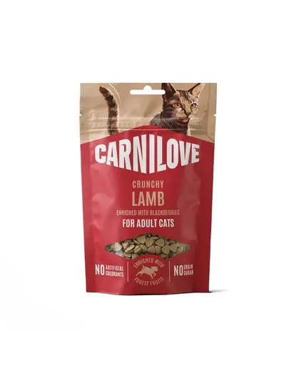 Gustari crocante pentru pisici CARNILOVE Crunchy Snack cu miel si mure 50 g