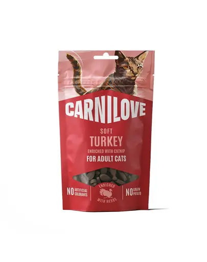 Recompense moi pentru pisici CARNILOVE Soft Snack cu curcan si iarba-matei 50 g
