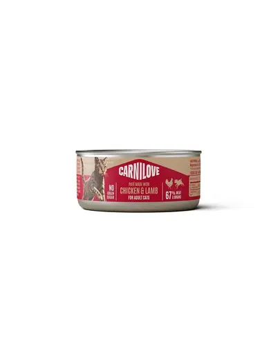 Hrana umeda pisici CARNILOVE Cat Can Pate cu pui si miel 100 g