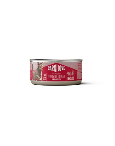 Hrana umeda pentru pisici CARNILOVE Cat Can Pate curcan si ren 100 g