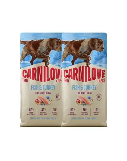 CARNILOVE True Fresh Dog Fish & Turkey Adult 2x12 kg hrana uscata pentru caini adulti, cu peste proaspat si curcan