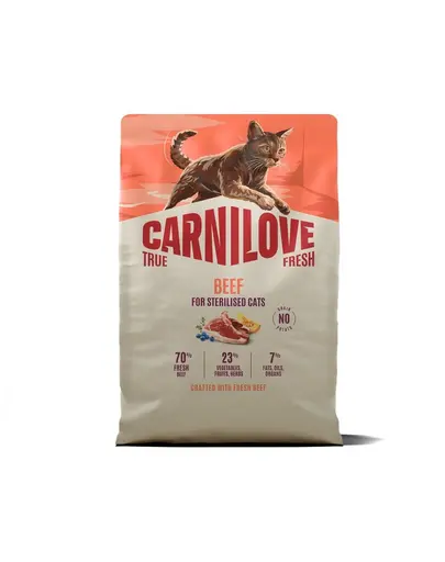 CARNILOVE True Fresh Cat Beef Sterilised 2 kg cu vita pentru pisici sterilizate