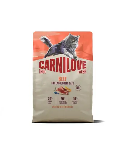 Hrana pisici mari CARNILOVE True Fresh Cat Beef Adult Large 2 kg cu vita