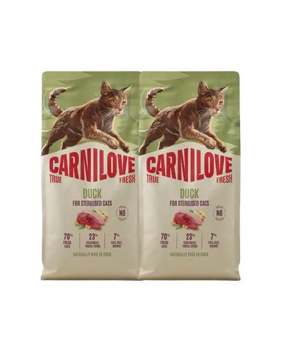CARNILOVE True Fresh Cat Duck Sterilised 2x6 kg rata, pentru pisici sterilizate
