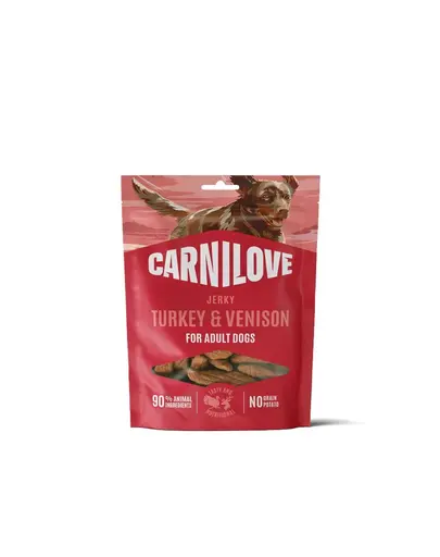 CARNILOVE Jerky Snack Turkey & Venison snack din carne pentru caini 100 g