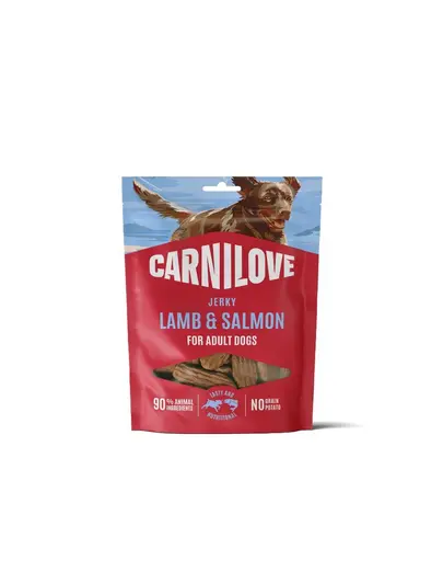 Snack pentru caini CARNILOVE Dog Jerky Lamb with Salmon 100g miel si somon