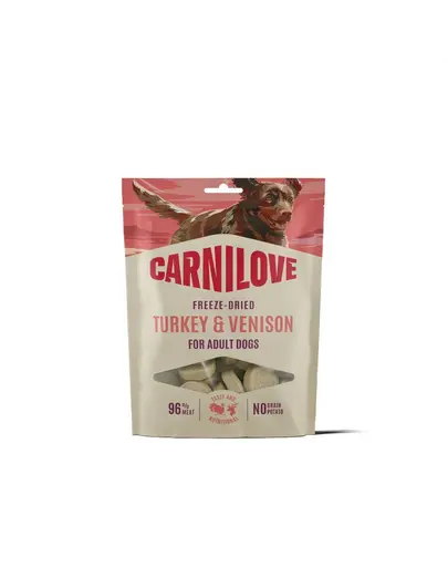 CARNILOVE Dog Freeze Dried recompense liofilizate pentru caini 60 g curcan si vanat