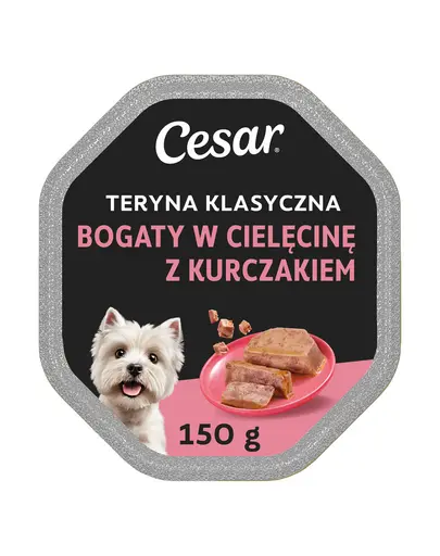Hrana umeda caini adulti CESAR terina cu vitel si pui 150 g