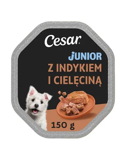 CESAR Junior hrana pentru catei cu curcan si vitel 150 g