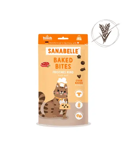 SANABELLE Baked Bites recompense crocante coapte pisici cu vita proaspata, 55 g