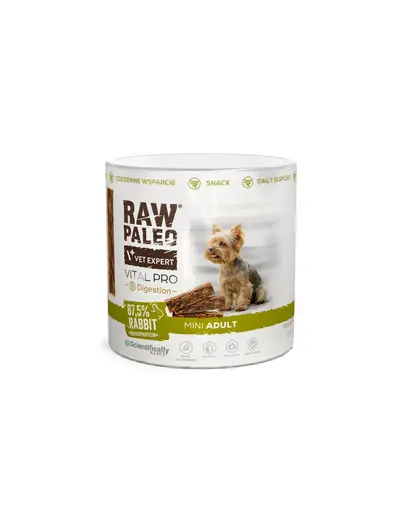 RAW PALEO Vital Pro Digestion Rabbit Mini recompensa pentru digestie caini mici, cu iepure 100 g