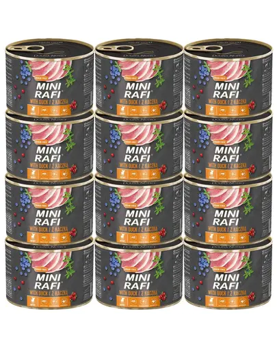 RAFI Mini Conserve pentru caini talie mica, cu rata 12 x 185g